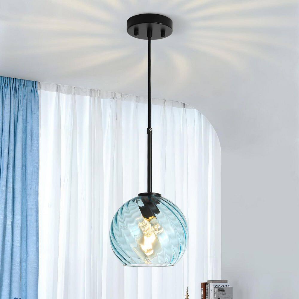 Jasslynn 60W 7.87 in. Adjustable Modern Island Pendant Light with Blue Globe Glass Shade for Living Dinning Room price history on PriceWatchPro