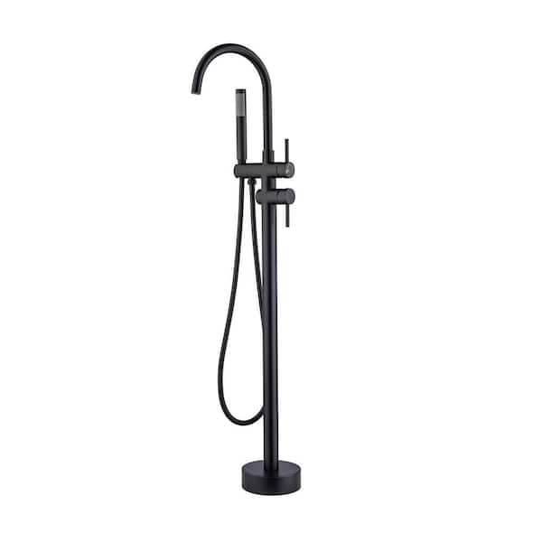 RAINLEX 2-Handle Freestanding Tub Faucet Handheld Shower in Matte Black
