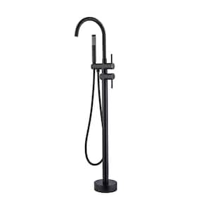 2-Handle Freestanding Tub Faucet with handheld shower in. Matte Black