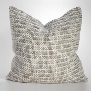 Cozi Gray Square Chunky Wool Knit Down Filled 18 in.  W x 18 in.  L Throw Pillow