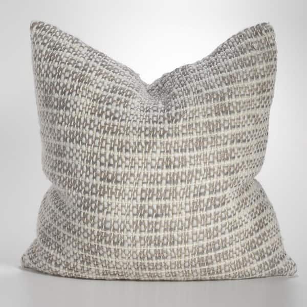 Cozi Gray Square Chunky Wool Knit Down Filled 18 in. W x 18 in. L Throw Pillow