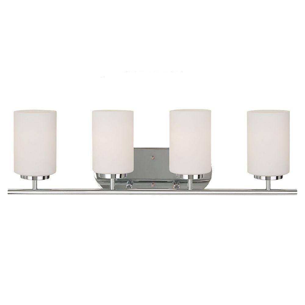 Oslo 27.5 in. 4-Light Chrome Transitional Contemporary Bathroom Vanity Ligh