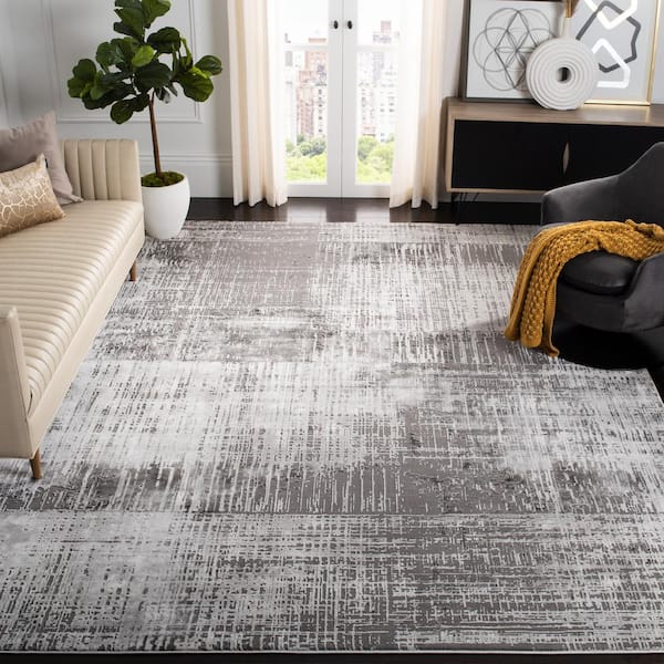 Craft Gray/Dark Gray 12 ft. x 15 ft. Plaid Abstract Area Rug