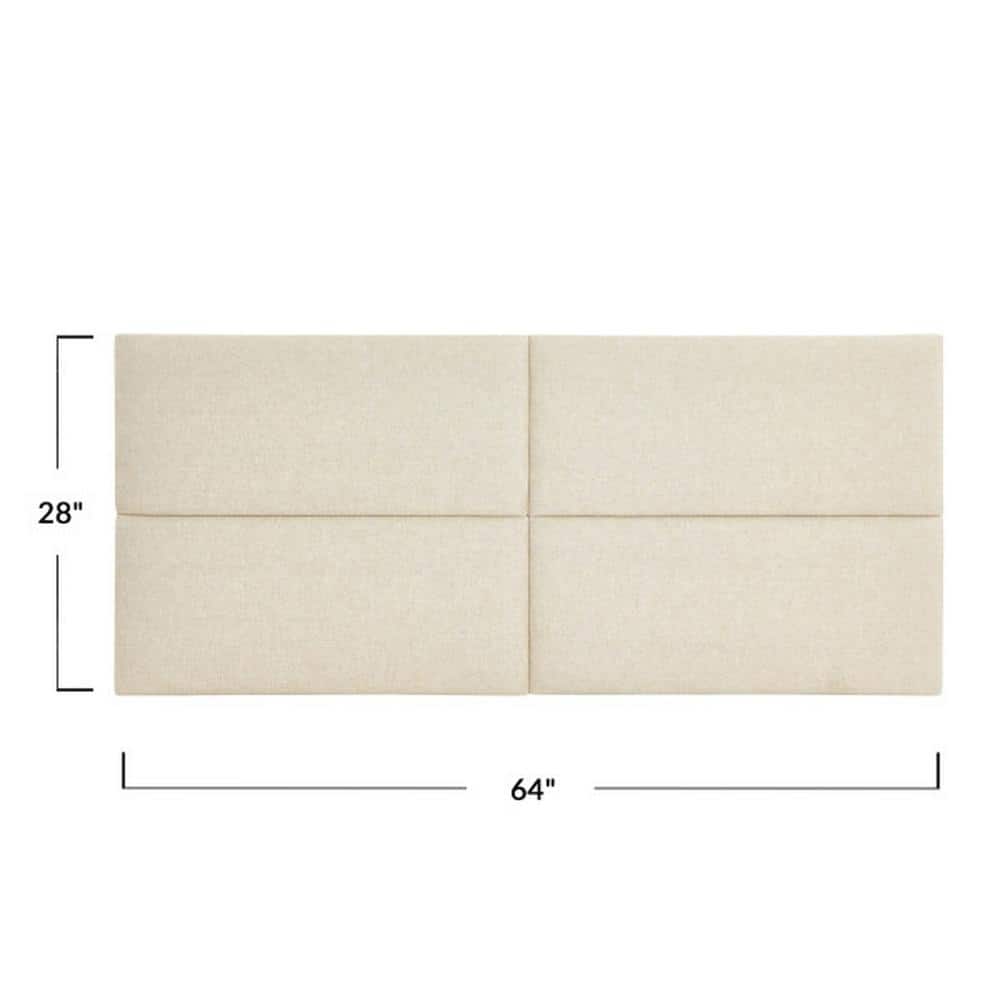 Natural Linen Blend Sound Reducing Queen Upholstered Headboard