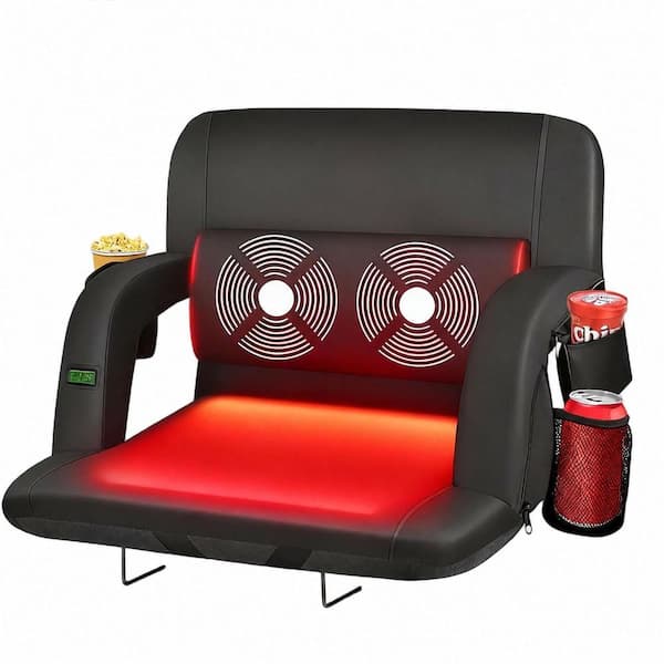 Heated & Massage Stadium Seat, 130°F Heating, 6-Level Back Massage, 6-Position Recline, 21" Adjustable W Bleacher Chair