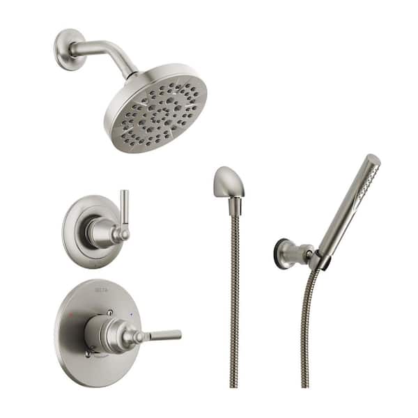 Saylor 5-Spray Dual Wall Mount Fixed and Handheld Shower Head 1.75 GPM in Stainless