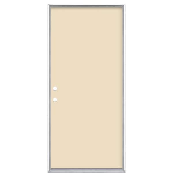 Masonite 36 in. x 80 in. Flush Right-Hand Inswing Golden Haystack Painted Steel Prehung Front Exterior Door No Brickmold