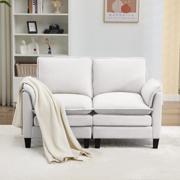 49.6 in. Width Modern Linen 2-Seat Loveseat in Beige for Living Room