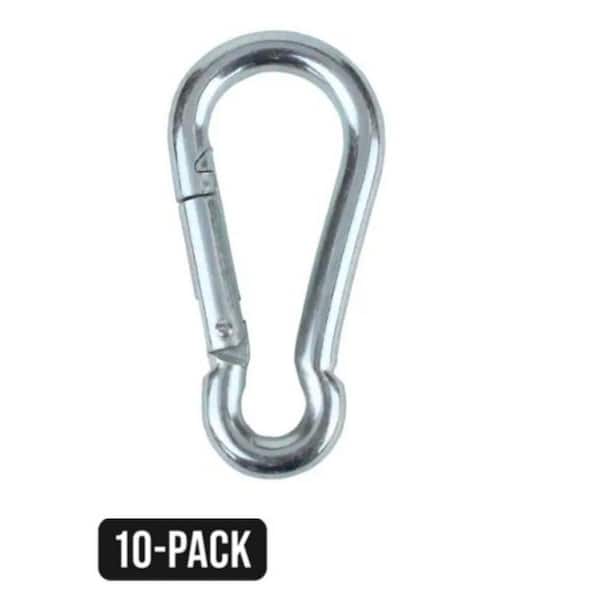 .375 in. x 3.5 in. Steel Silver Carabiners (10 Pack)