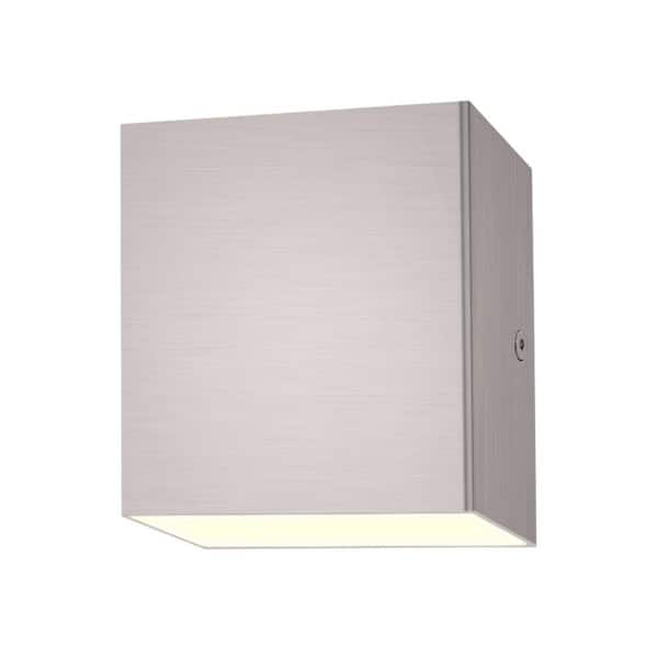 LUXRITE 4.72 in. Brushed Nickel Outdoor LED Up Down Wall Sconce Light 5CCT 2700K-5000K 15-Watt ETL IP65 Waterproof