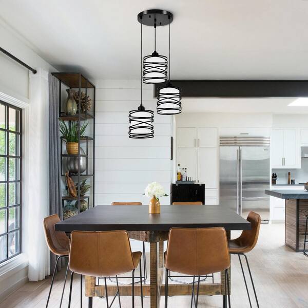 Leeのルームライト Henveton Jasslynn 40 Watt 3 Light Black Modern Pendant Light