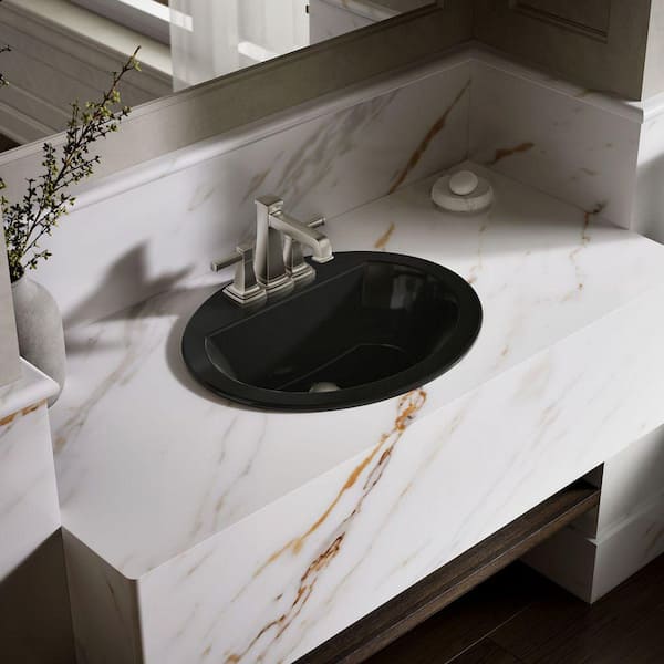 KOHLER Bryant 20.1 in. x 16.5 in. Drop-In Bathroom Sink in Black Black Vitreous China