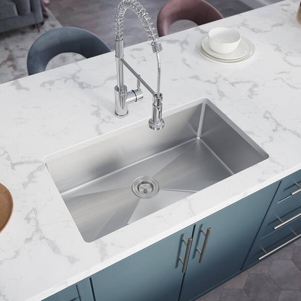 MR Direct Stainless Steel 31-1/4 in. Single Bowl Undermount Kitchen Sink with Gray SinkLink