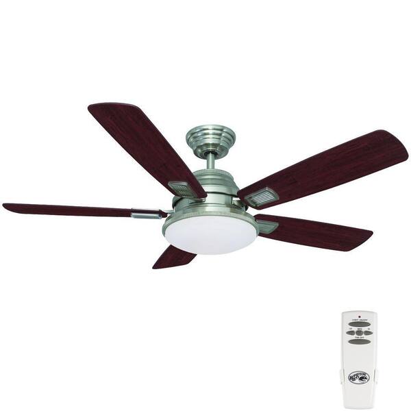 Hampton Bay Latham 52 in. Indoor Brushed Nickel Ceiling Fan with Light Kit and Remote Control