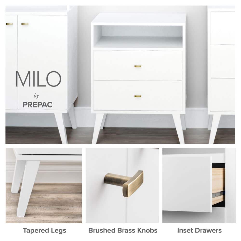 White Mid-Century Modern 4-Drawer Vertical Chest