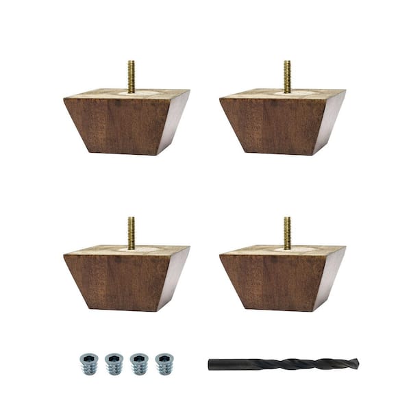 American Pro Decor 2 in. x 3-7/8 in. Stained Cherry Solid Hardwood Square Bun Foot (4-Pack)
