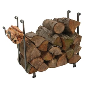 Handcrafted Indoor/Outdoor Large Rectangle Firewood Rack Hammered Steel