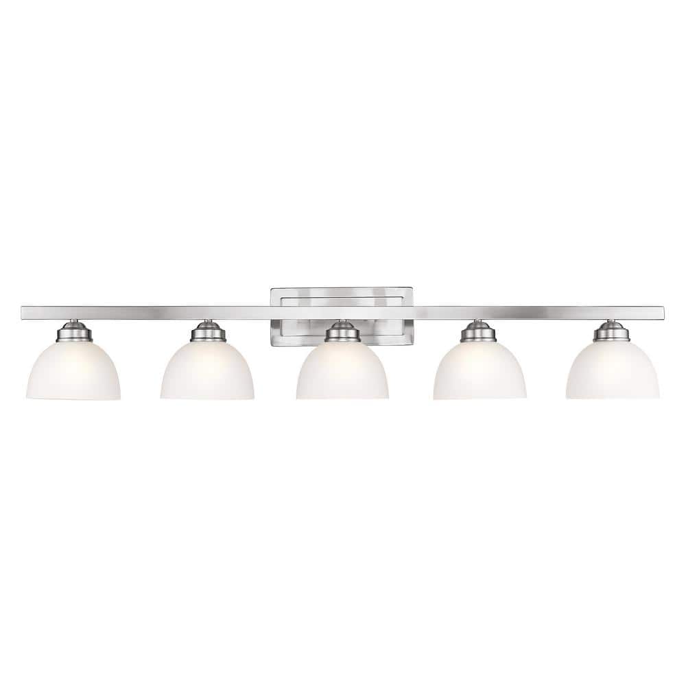 Somerset Brushed Nickel 5-Light Bath Vanity with Satin Glass