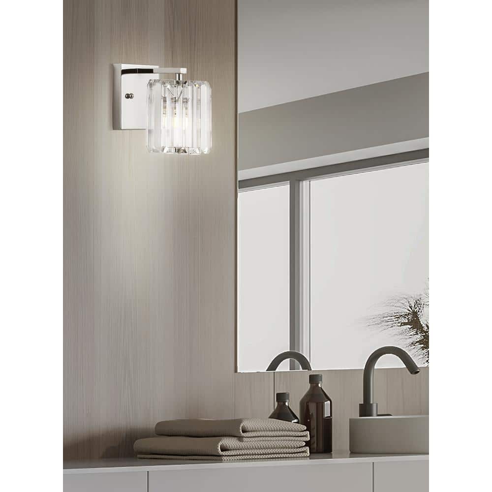 Coco Prism 6.75" Chrome and Clear Glass Glam Vanity LED Light