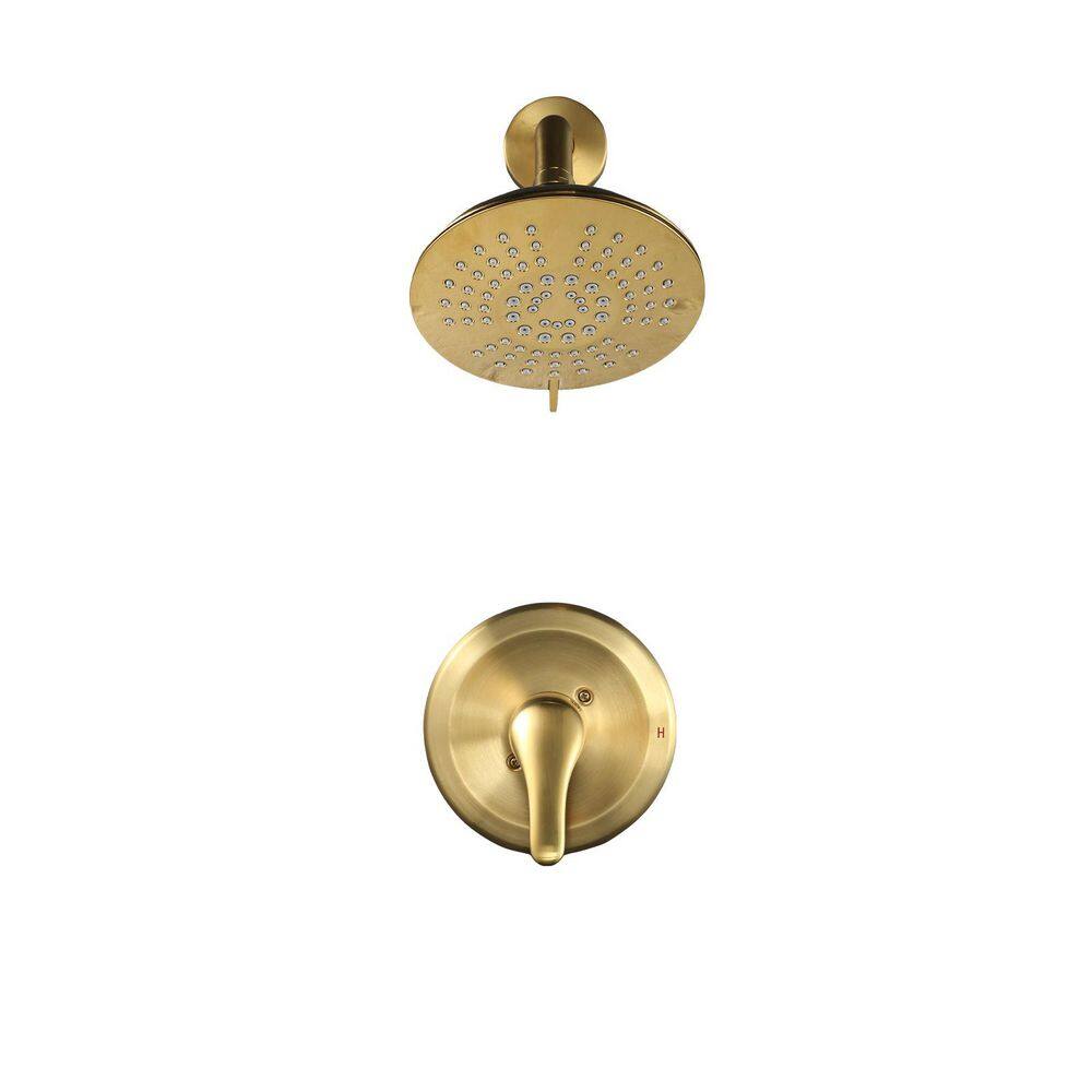 Modern Single Handle 5-Spray Shower Faucet 1.8 GPM with High Pressure Rain Shower Head in Brushed Gold (Valve Included) price history on PriceWatchPro