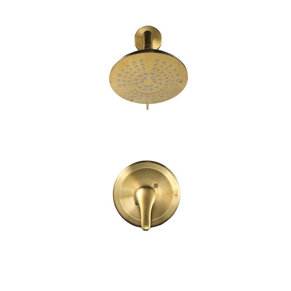 Modern Single Handle 5-Spray Shower Faucet 1.8 GPM with High Pressure Rain Shower Head in Brushed Gold (Valve Included)