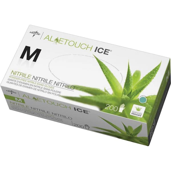 Medline Aloetouch Ice Off White Powder Free Nitrile Gloves (100-Pairs)