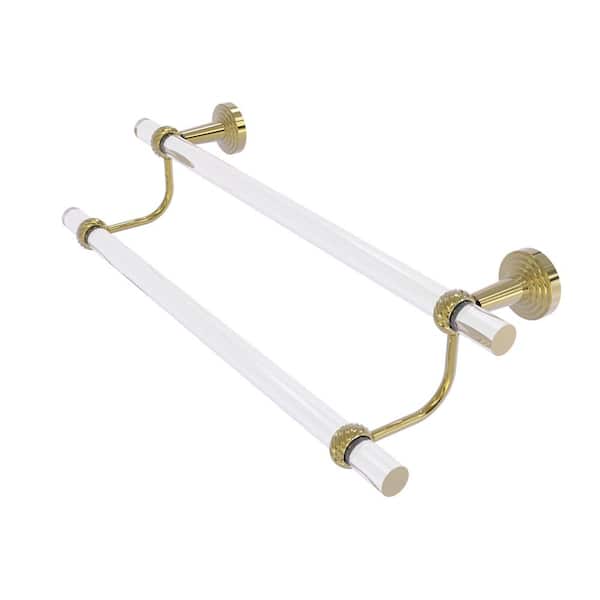 Allied Brass Pacific Beach Collection 24 in. Wall Mounted Double Towel Bar with Twisted Accents in Unlacquered Brass