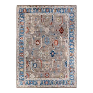 Oushak One-of-a-Kind Traditional Beige 10 ft. x 14 ft. Hand Knotted Tribal Area Rug