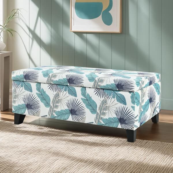 CHRISTOPHER KNIGHT HOME Seifer Blue and White Floral Fabric Storage Ottoman