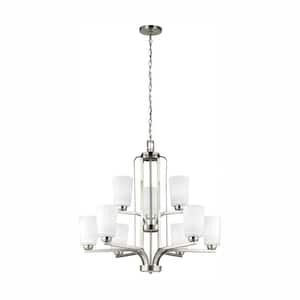 Franport 9-Light Brushed Nickel Chandelier with LED Bulbs