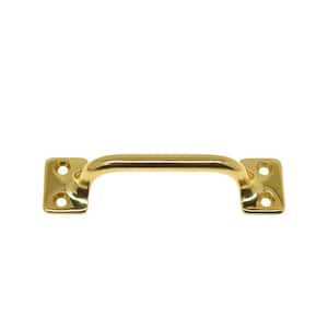 3-1/2 in. Center-to-Center Polished Brass Solid Brass Bar Sash Lift/Drawer Pull