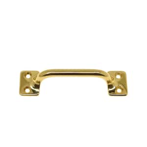 3-1/2 in. Center-to-Center Polished Brass Solid Brass Bar Sash Lift/Drawer Pull No Lacquer