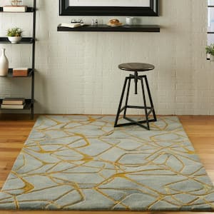 Symmetry Grey/Yellow 4 ft. x 6 ft. Abstract Contemporary Area Rug
