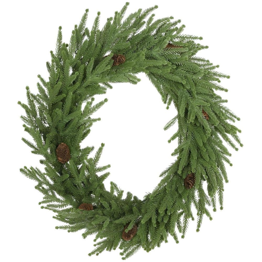 24 in. Christmas Wreath Artificial Norfolk Pine Wreath with Pine Cones and Realistic Branches for Door Mantel Porches price history on PriceWatchPro