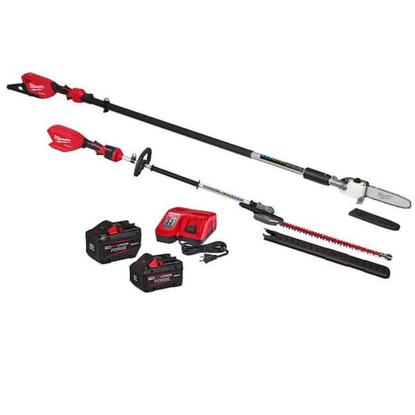 M18 FUEL 10 in. 18V Brushless Cordless Telescoping Pole Saw w/ 24 in. Pole Hedge Trimmer, (2) Batteries, Charger