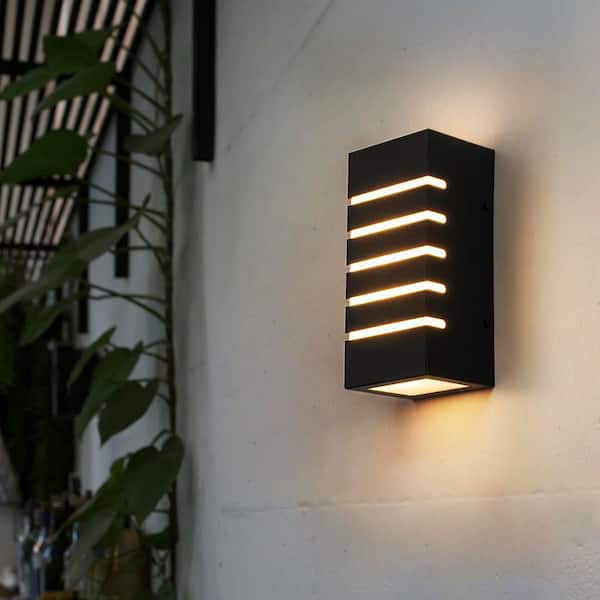 Alexa 2-Light Black Modern LED Outdoor Wall Lantern Sconce