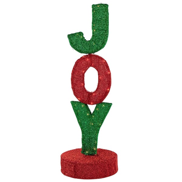 39 in. Lighted Red and Green 'Joy' Outdoor Christmas Sign
