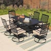 PHI VILLA 7-Piece Metal Outdoor Patio Outdoor Dining Set With Rectangle ...