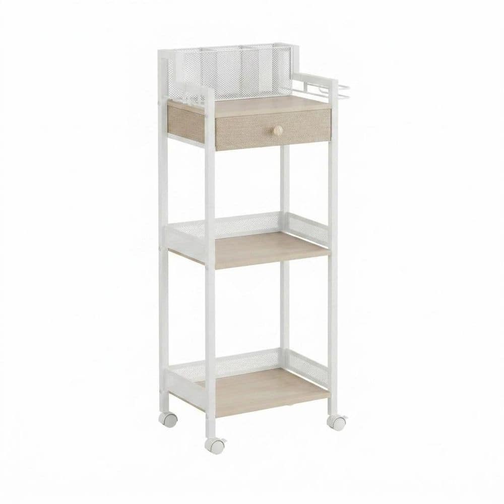12.8 in Freestanding Hair Tool Organizer with Drawer, Rolling Bathroom Shelf for Makeup, Skincare, Laundry, Black price history on PriceWatchPro