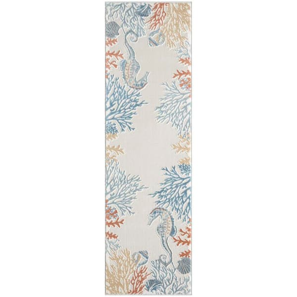 Pompeii Ivory Multicolor 2 ft. x 6 ft. Nature-Inspired Contemporary Runner Area Rug