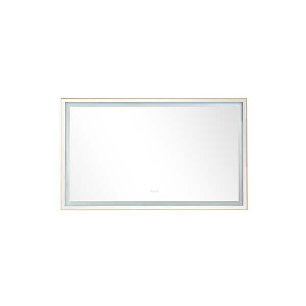 Polibi 60 in. W x 36 in. H Rectangular Framed Wall Mounted LED Lighted Bathroom Vanity Mirror with High Lumen + Anti-Fog