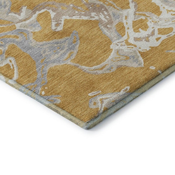 Mayfield Premium Machine Washable Abstract AMF1035 Gold 3 ft. x 5 ft. Area Rug