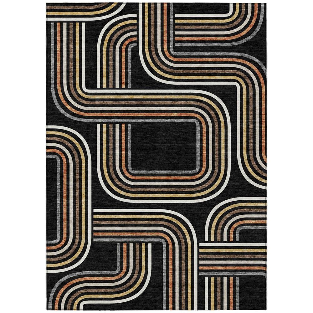 Chantille Machine Washable Indoor/Outdoor Abstract ACN2535 Black 8 ft. x 10 ft. Area Rug price history on PriceWatchPro