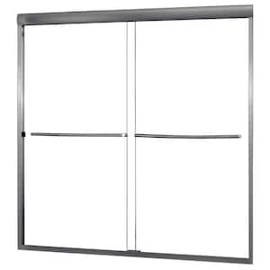 Cove 60 in. x 60 in. Semi-Framed Sliding Bathtub Door in Brushed Nickel with 1/4 in. Clear Glass