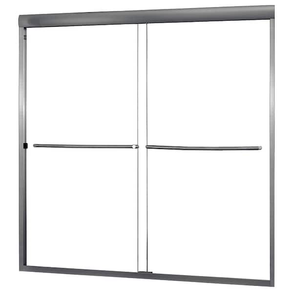 CRAFT + MAIN Cove 60 in. x 60 in. Semi-Framed Sliding Bathtub Door in Brushed Nickel with 1/4 in. Clear Glass