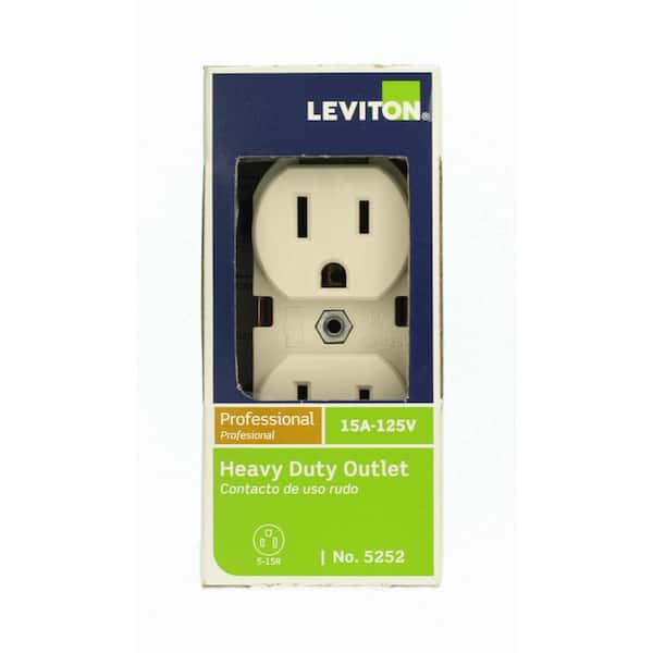 15 Amp 125 V Industrial Grade Duplex Outlet/Receptacle, Light Almond (1-Pack) 5252-TS