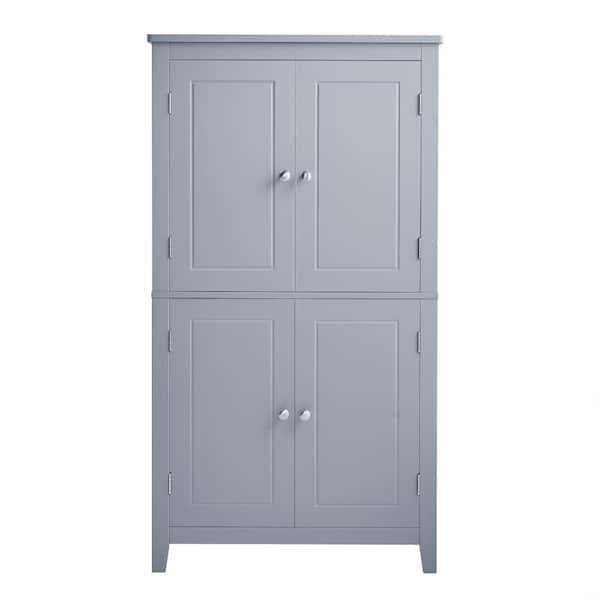 23.6 in. W x 11.8 in. D x 43.3 in. H Gray Elegant Bathroom Storage Cabinet with 4 Doors and Adjustable Shelves