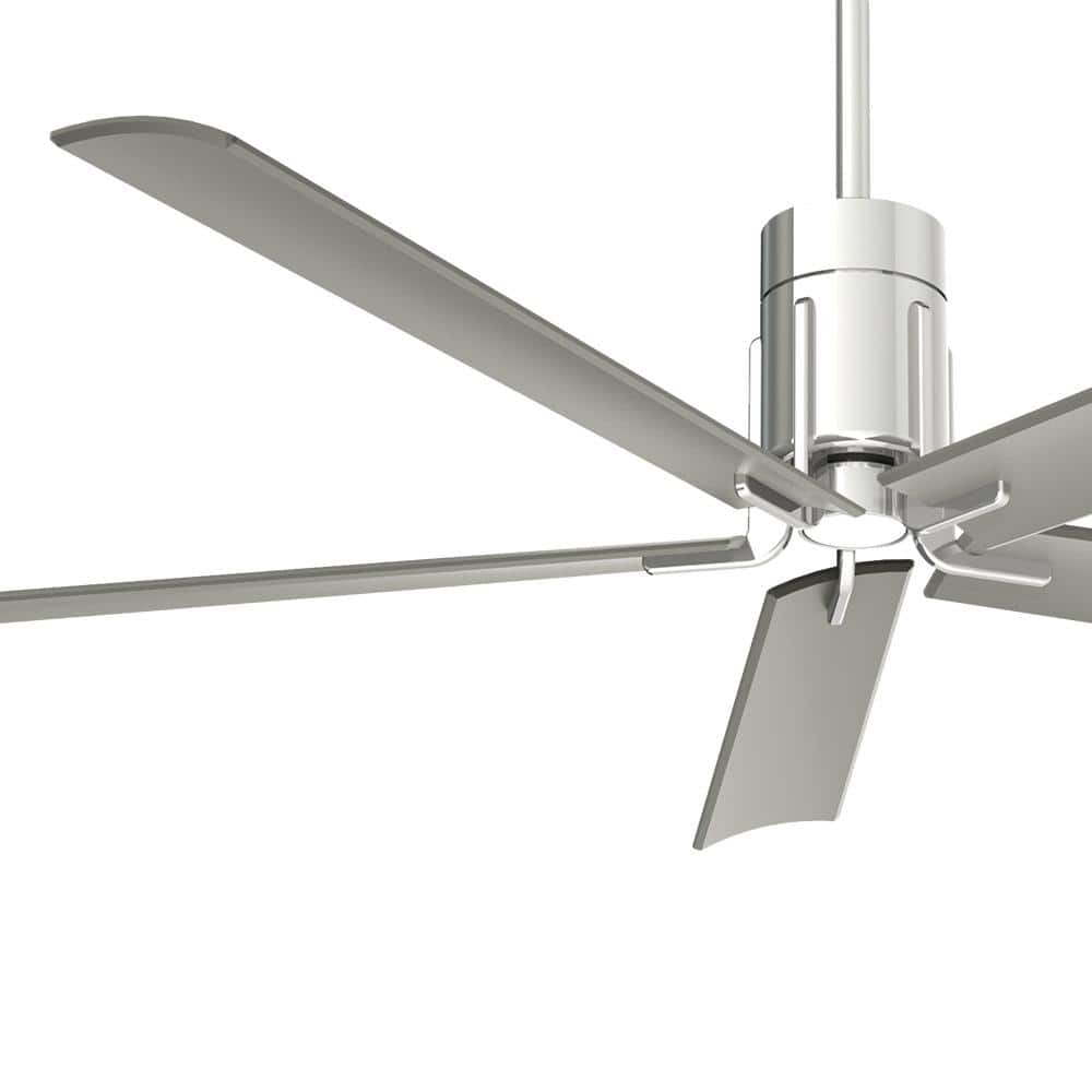 Sleek Polished Nickel 60" LED Ceiling Fan with Remote and Etched Glass