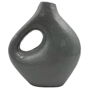 7.5 in. Decorative Metal Abstract Vase in Gray