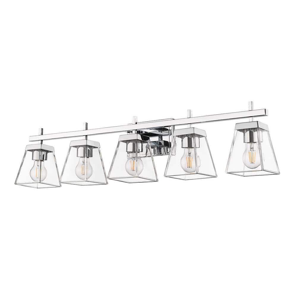 Lauren 39" Chrome 5-Light Vanity with Glass Shades
